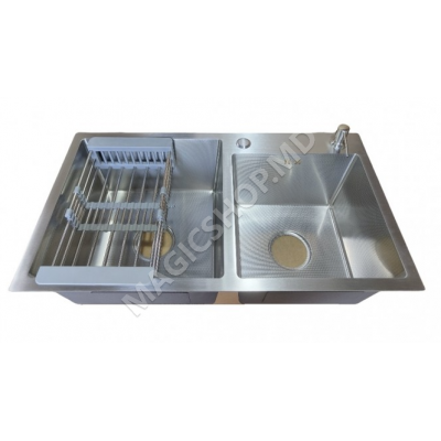 Мойка Backer Duo 750-41047 из нержавеющей стали + корзина, дозатор для мыла, сифон